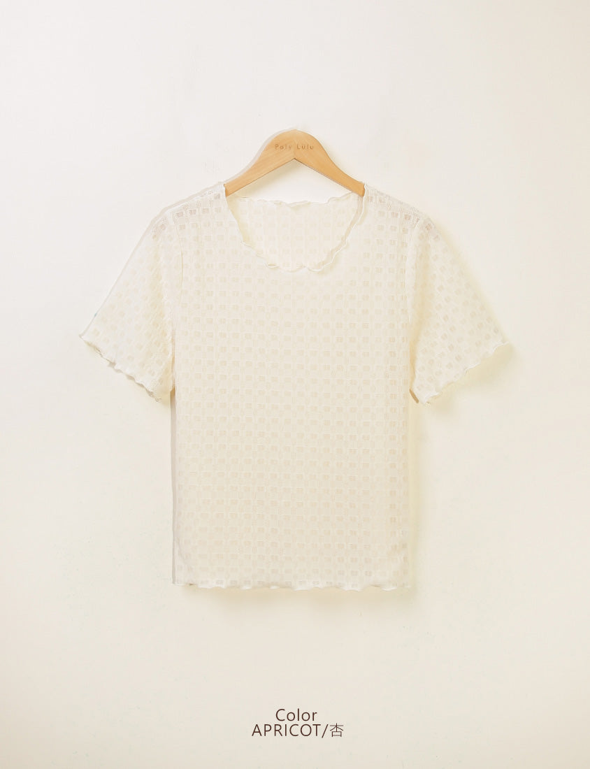 Sheer Lace Ruffled Waffle Knit Plus Size Top
