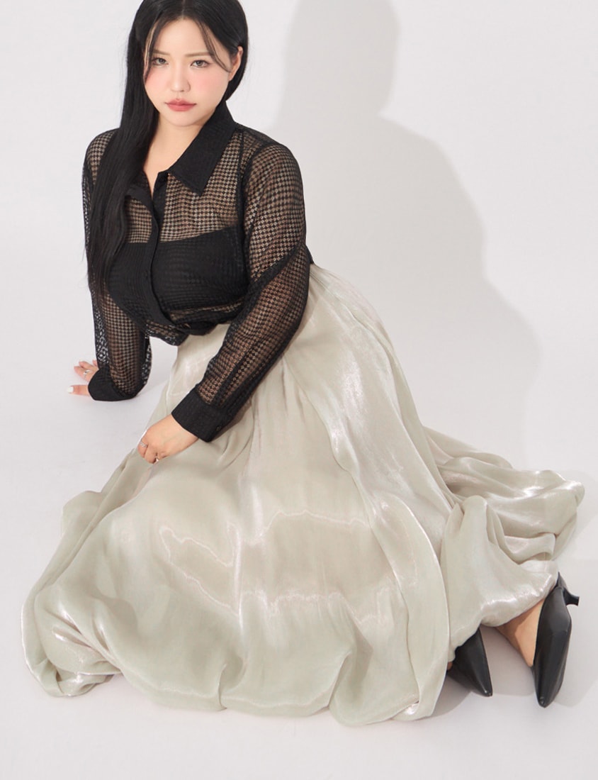 MORE U Textured Geometric Cut-Out Plus Size Shirt