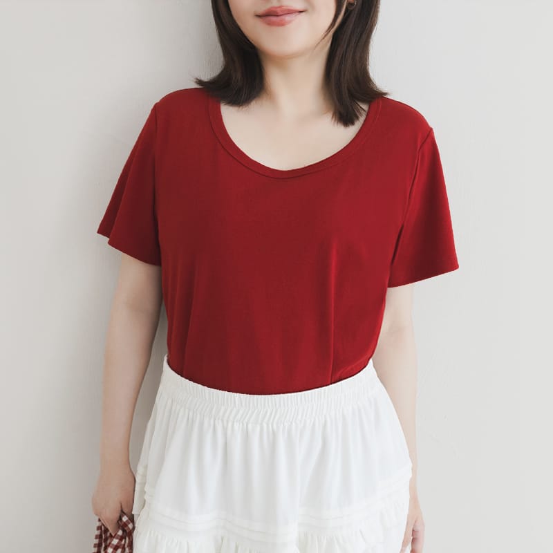U-Neck Multicolor Plus Size Comfy Slim Tee