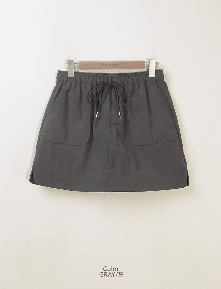 Unique PO’NYO Cargo Elastic Waist Plus Size Short Skirt (with Shorts)