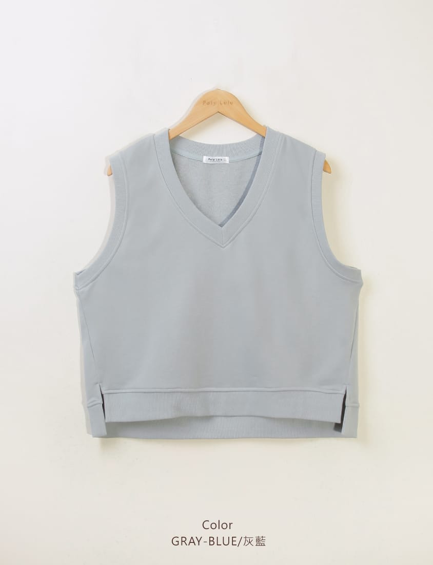 Sweet Versatile V-Neck Cotton Side Slit Plus Size Vest