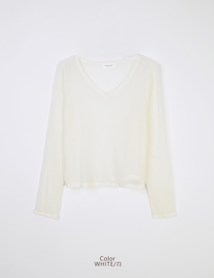 Lyocell Sheer Knit Plus Size Long Sleeve Top