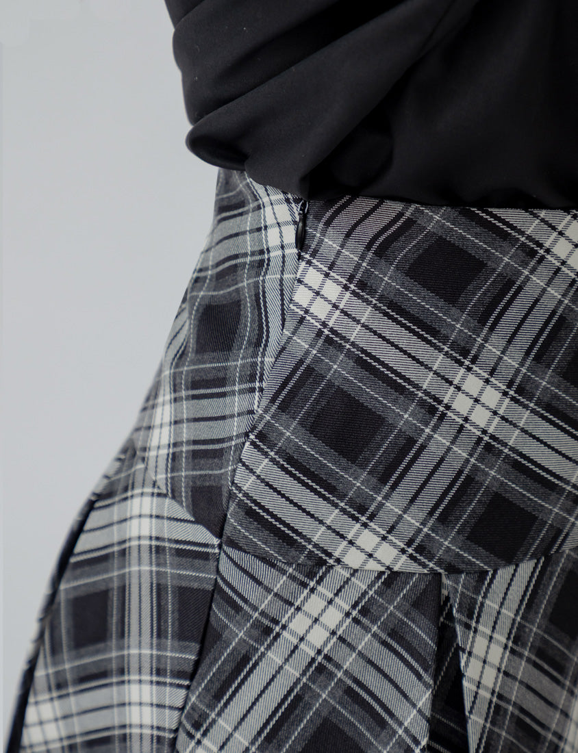 Preppy Pleated Plaid Plus Size Mini Skirt