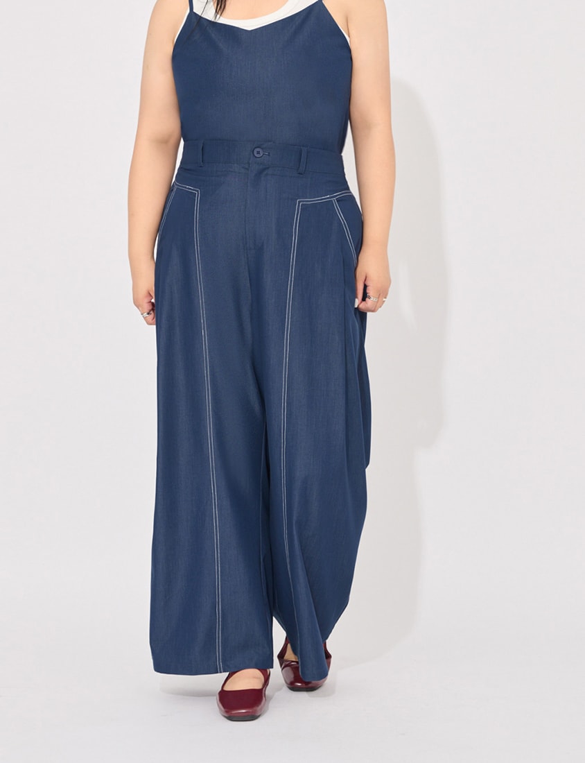MORE U COOL PRO+ Silky Denim-Look Plus Size Wide Leg Pants