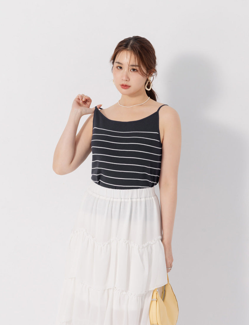 MISS. Versatile Soft Skin Stripe Knit Plus Size Tank Top