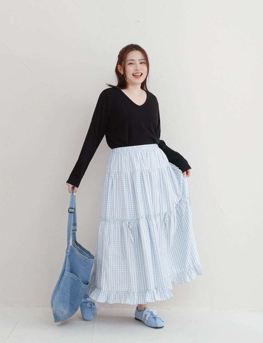 V-Neck Slim Fit Plus Size Long Sleeve Tee