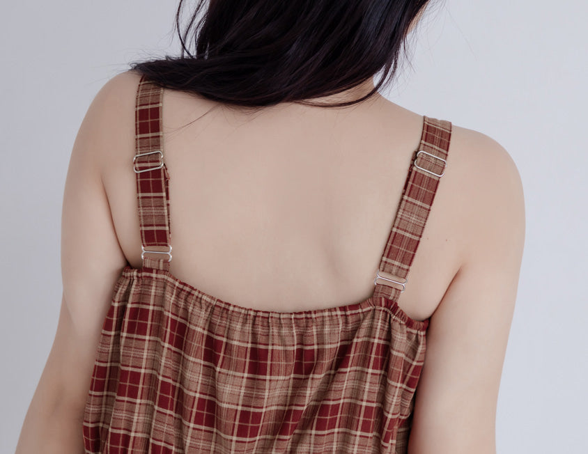 Preppy Adjustable Plaid Plus Size Mini Dress