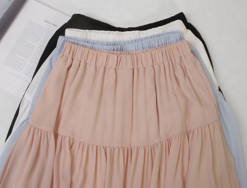 Multi-Layered Romantic Plus Size Chiffon Skirt