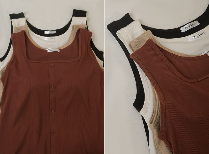 Pobra. Airy Wide Strap Square Neck Faux Buttons Plus Size Bra Top