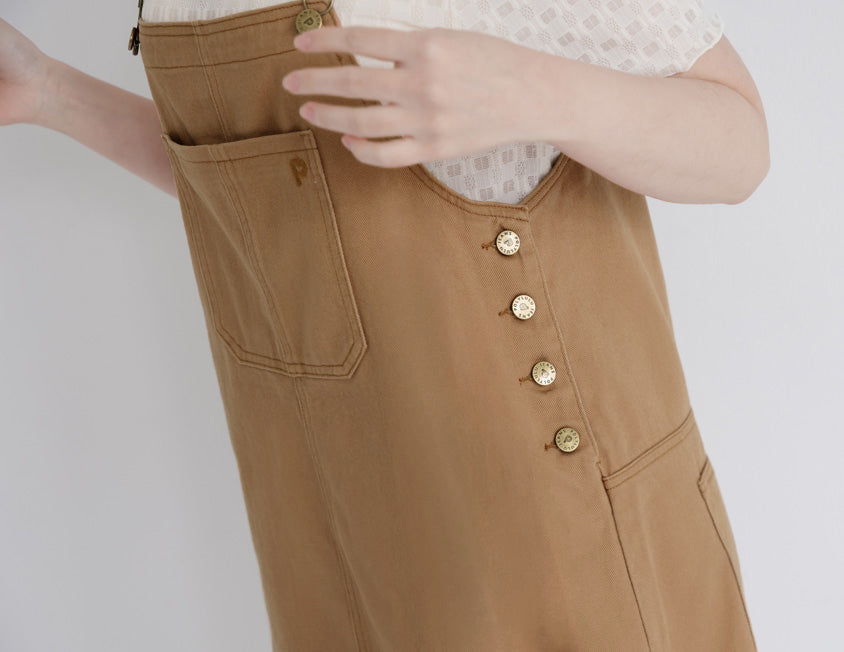 Adjustable Twill Cotton Strap Plus Size Midi Dress