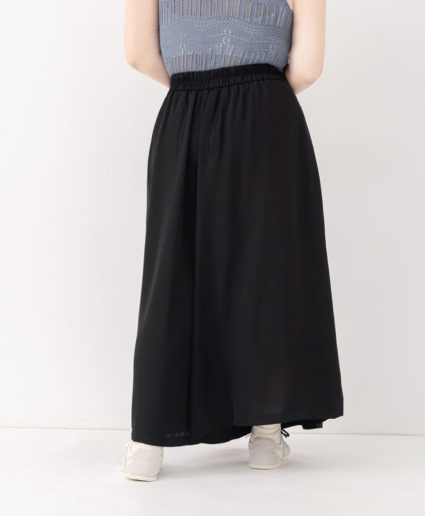 Elegant Pleated Back Elastic Waist Plus Size Chiffon Skort