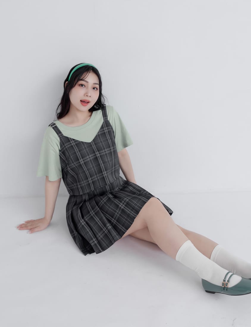 Korean Preppy Adjustable Plaid Plus Size Vest