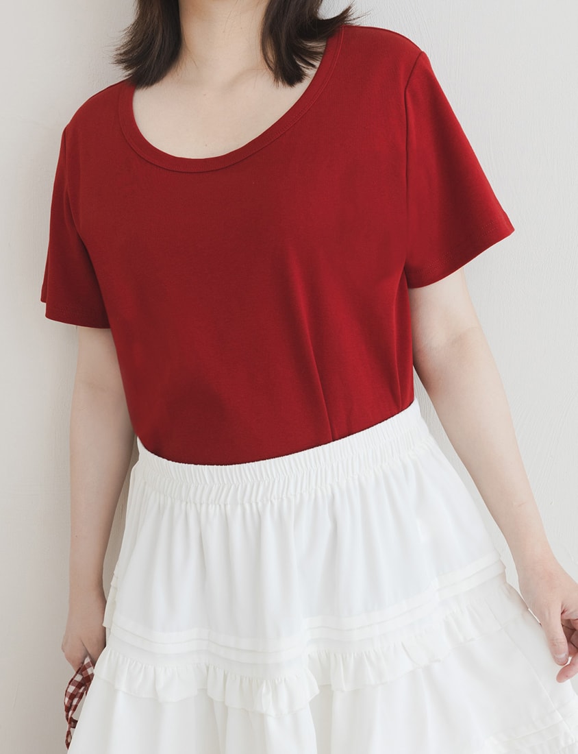 U-Neck Multicolor Plus Size Comfy Slim Tee