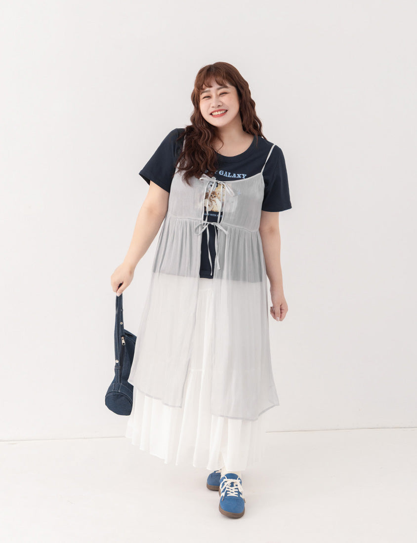 Shimmer Textured Plus Size Cami Maxi Dress