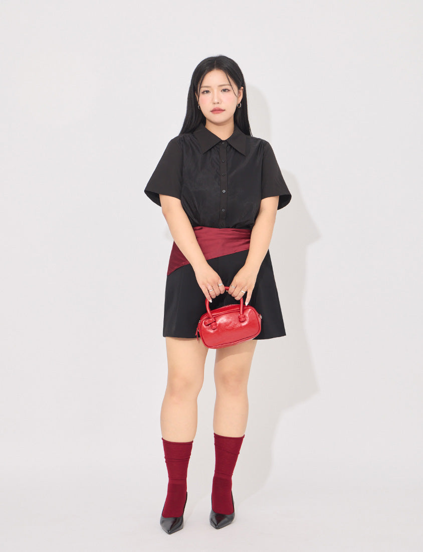 MORE U Elegant Sheer Double-Layer Plus Size Shirt