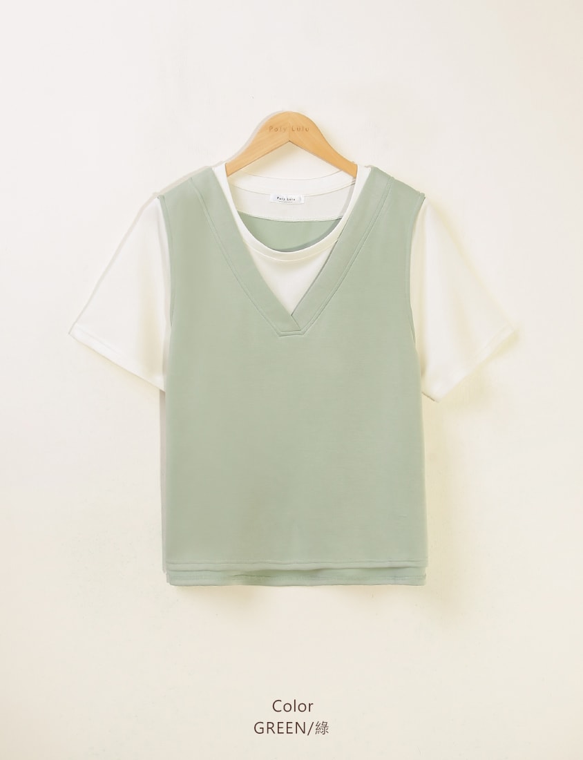 COOL PRO+ Space Cotton Faux Two-Piece Plus Size Top