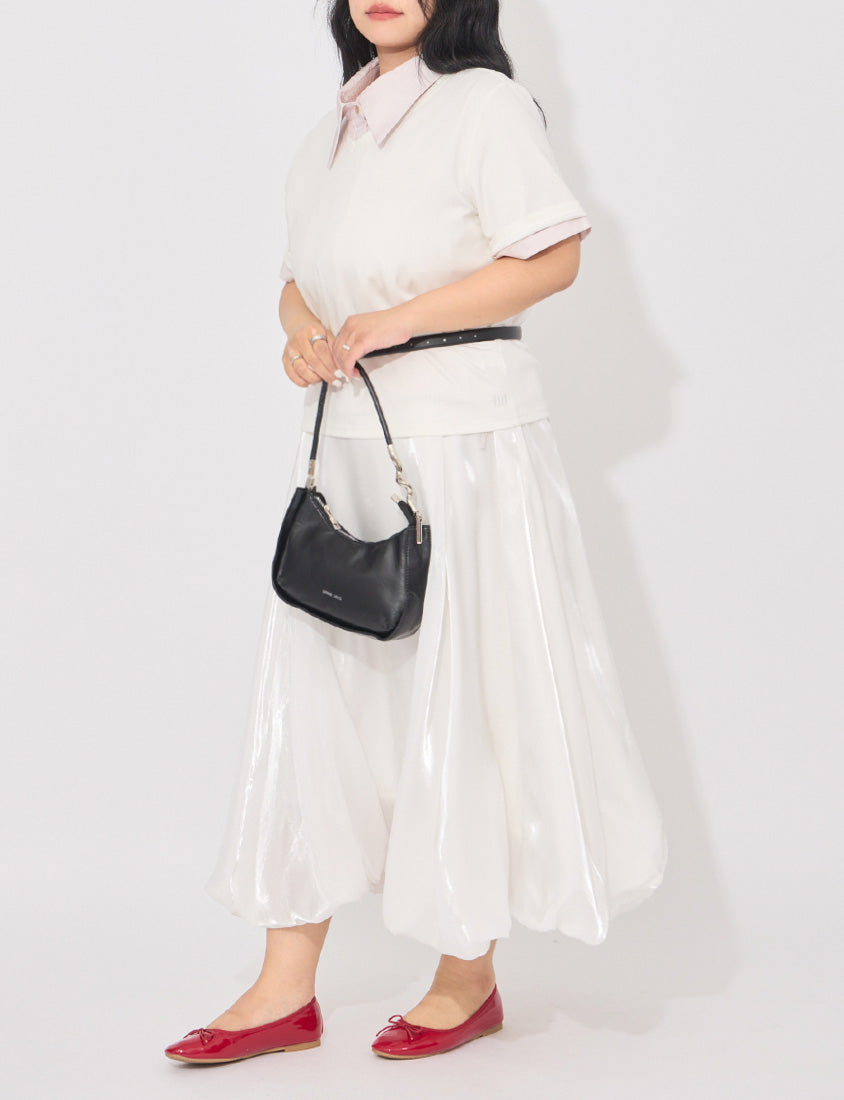 MORE U Airy Glossy Plus Size Bubble Skirt