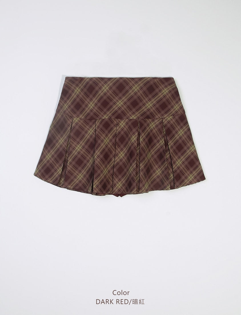 Preppy Pleated Plaid Plus Size Mini Skirt