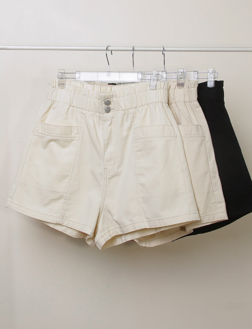 Playful Bubble Hem Twill Drawstring Plus Size Shorts