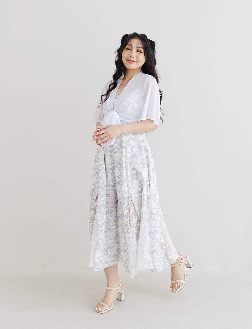 Summer Multicolor Sheer Tie-Front Plus Size Cover-Up