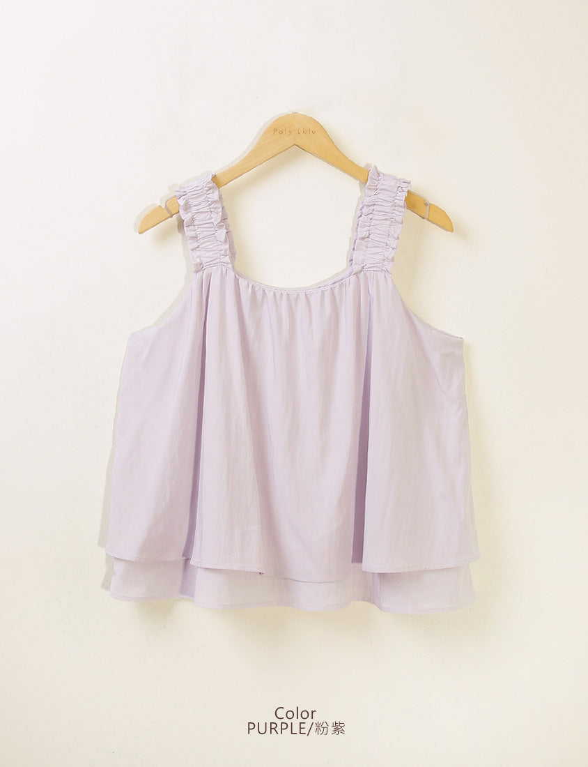 Summer Crinkled Double Layer Flounce Plus Size Top