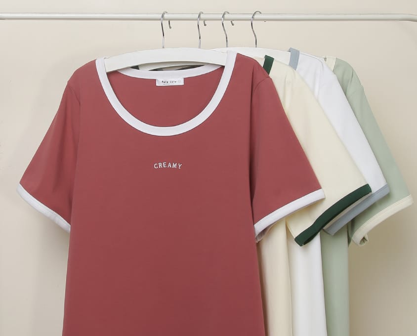 CREAMY Embroidered Color-Block Plus Size Tee