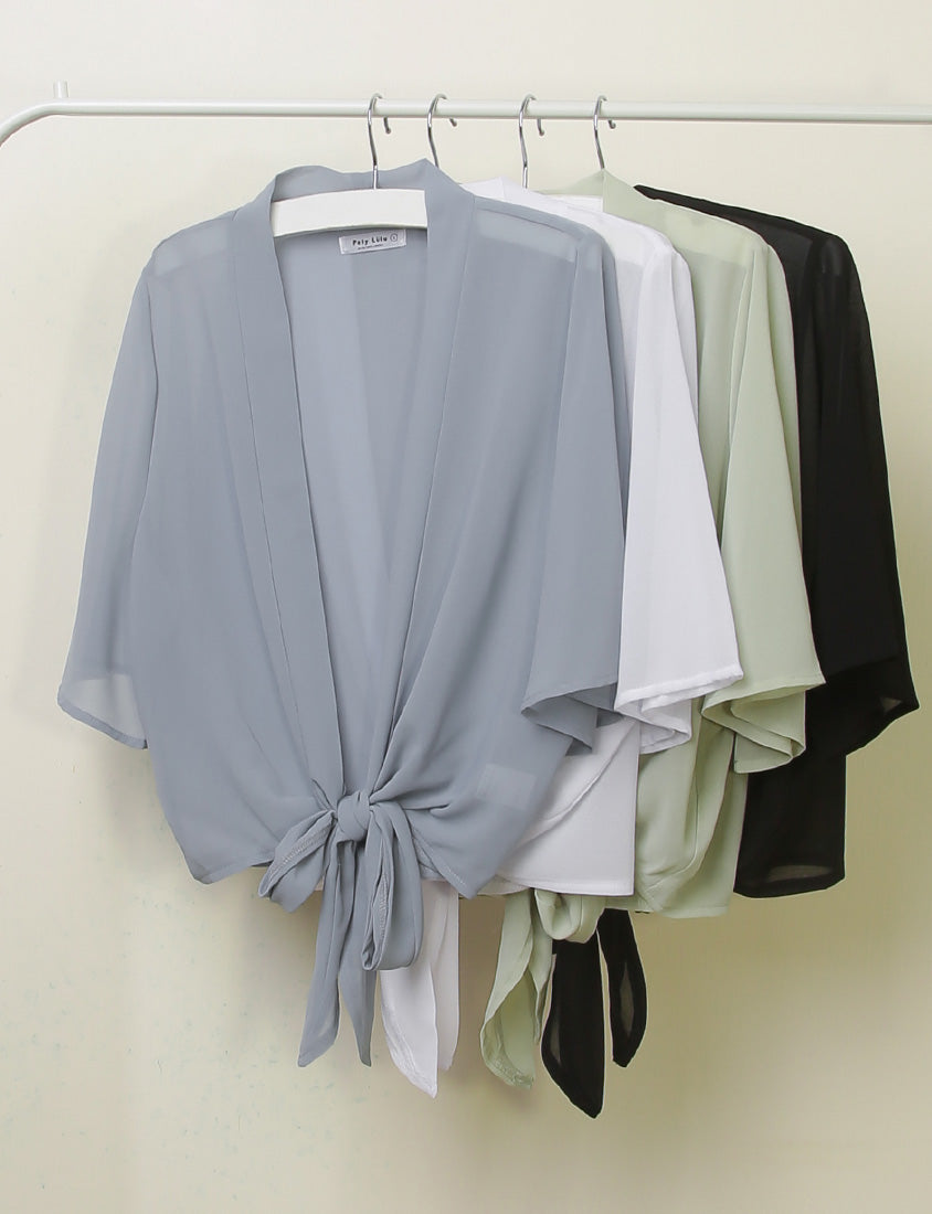 Summer Multicolor Sheer Tie-Front Plus Size Cover-Up