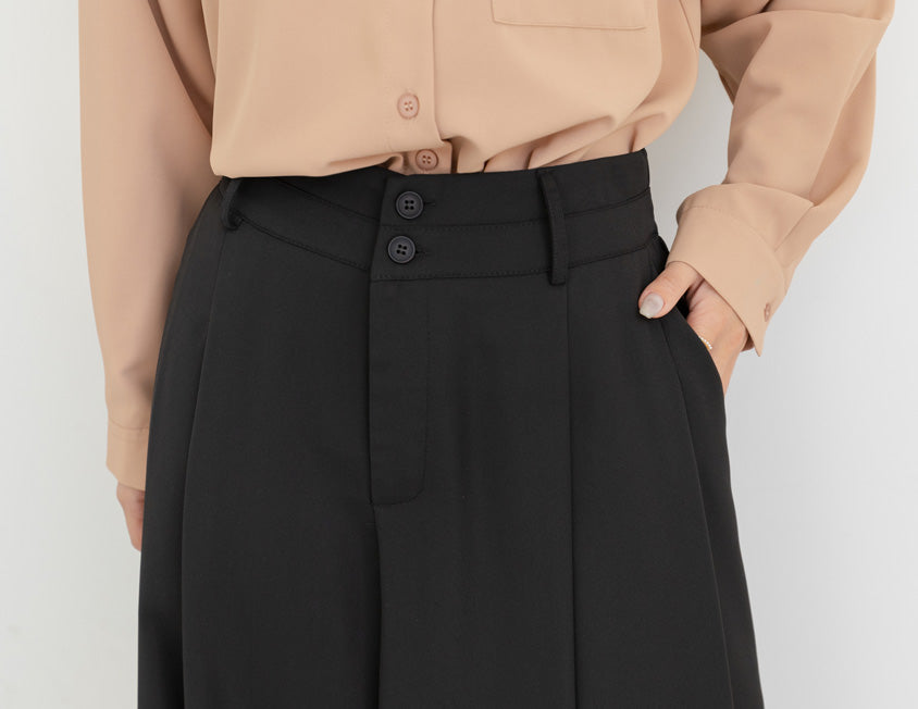 MISS. Wrinkle-Resistant High Waist A-Line Plus Size Tailored Wide Pants