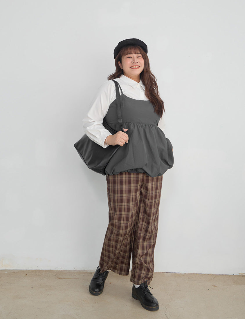 Adjustable Back Hollow Cut Plus Size Bubble Hem Cami Top