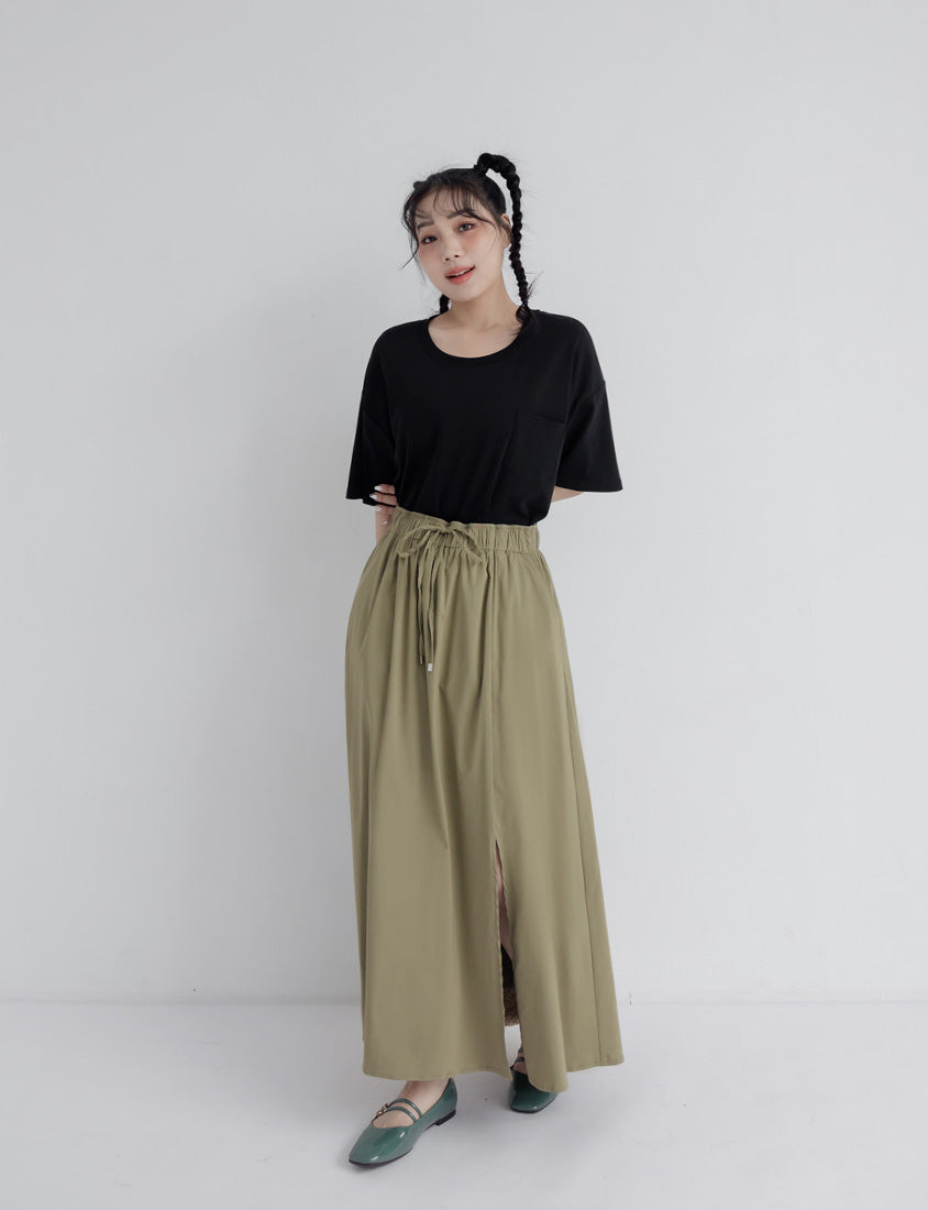 Cooling Tech Full Elastic Drawstring Plus Size Maxi Skirt