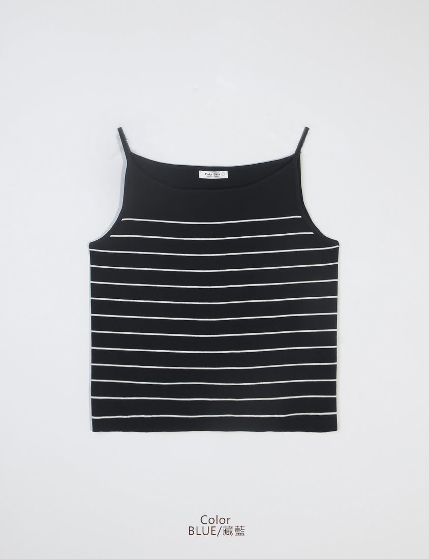 MISS. Versatile Soft Skin Stripe Knit Plus Size Tank Top