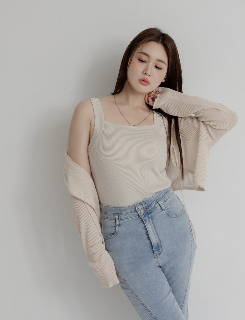 MISS. Ice Silk Lyocell Bra Bulges Support Knit Plus Size Tank Top