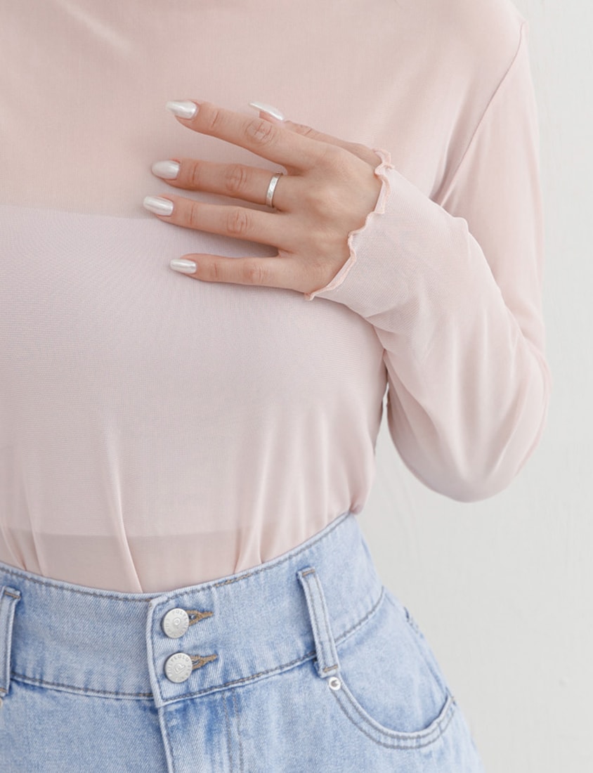 MISS. Multicolor Stretch Sheer Lettuce-Edge Plus Size Top