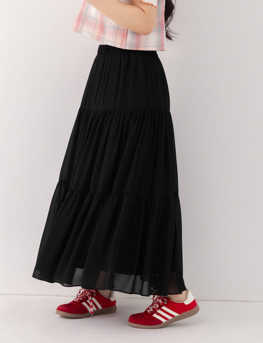 Multi-Layered Romantic Plus Size Chiffon Skirt