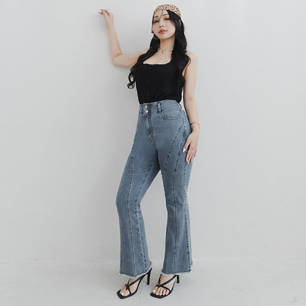 MUA! Ultra Slimming Stitch Stretchy Plus Size Flared Pants