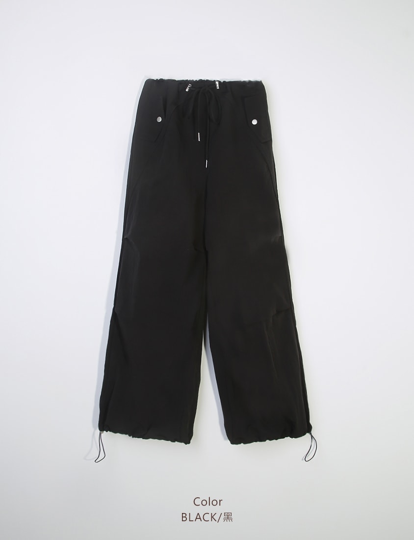 MUA! Edgy Utility Cargo Drawstring Pleated Plus Size Wide Leg Pants