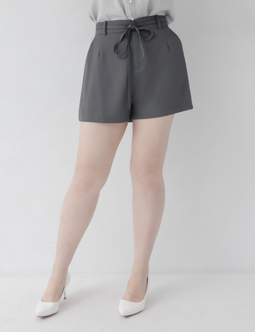 MISS. Silky Cool Plus Size Tailored Shorts (with Waist Tie)