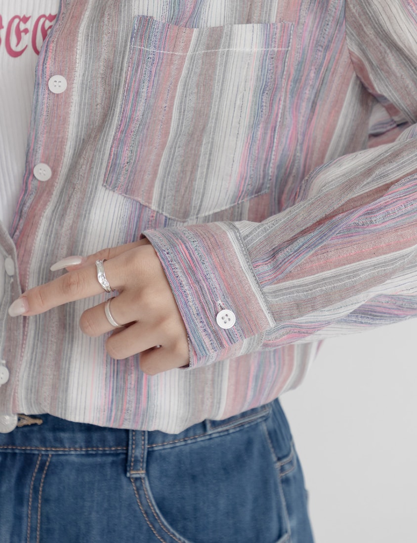 MUA! Tie-Dye Contrast Stripe Long Sleeve Plus Size Shirt