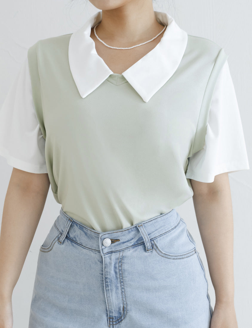 MISS. Lyocell Cooling Faux Two-Piece Plus Size Top