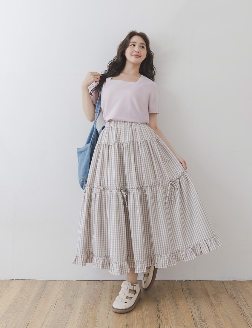 Airy Cooling Square-Neck Ice Porcelain Cotton Plus Size Tee