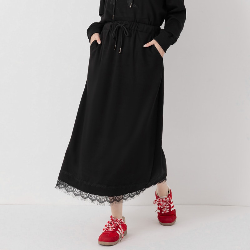 Sweet Lace Trim Cloud Cotton Plus Size Maxi Skirt