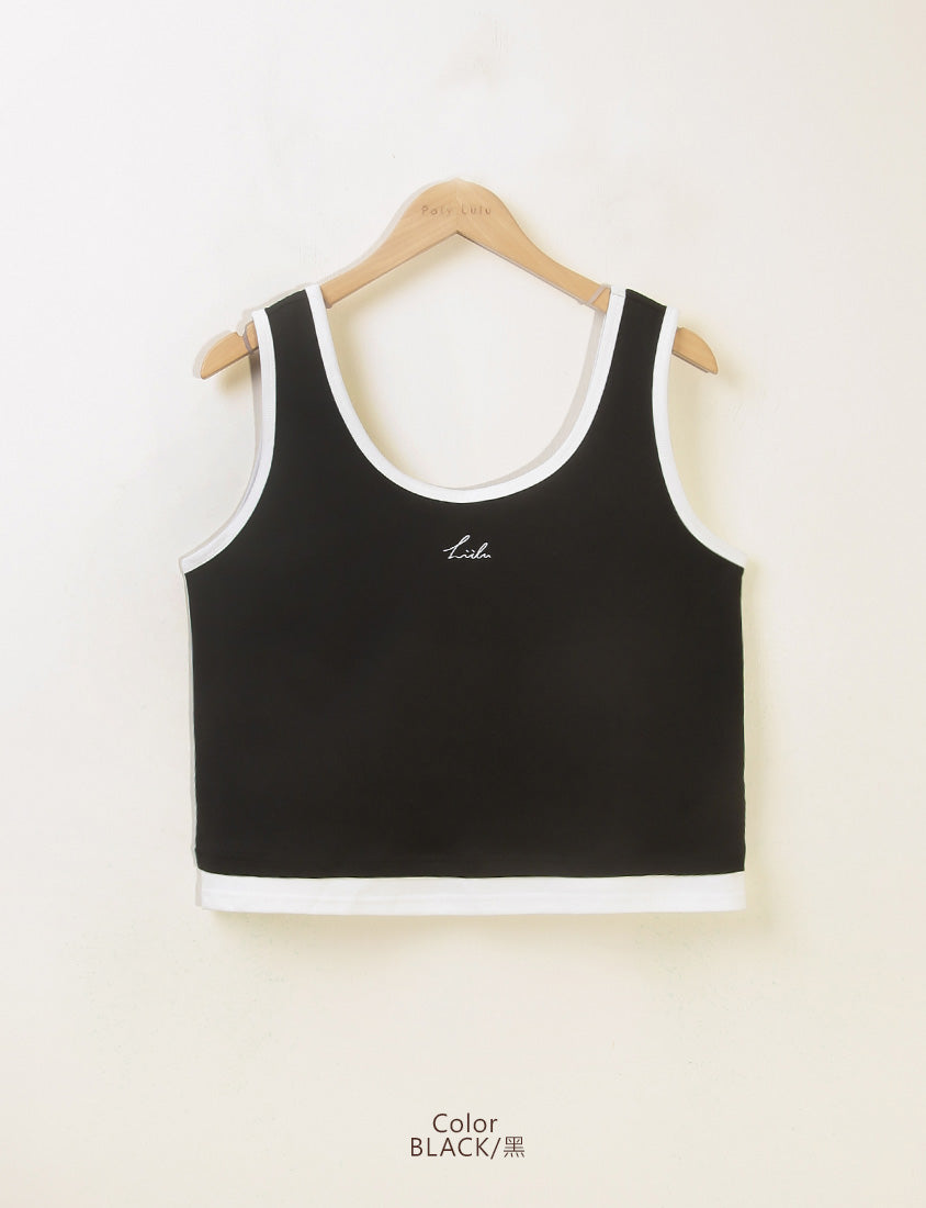MUA! Sporty U-Neck Racerback Embroidery Plus Size Tank