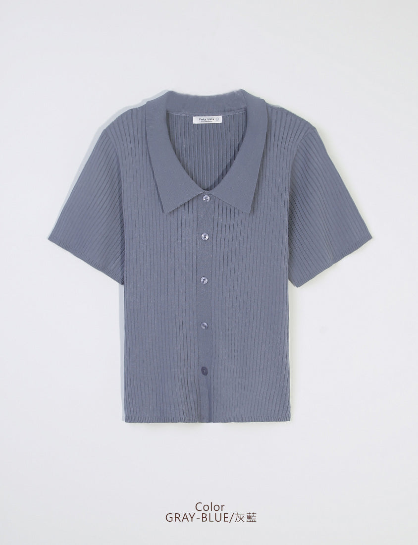 MISS. Versatile Icy Silk Faux Button Collar Plus Size Top