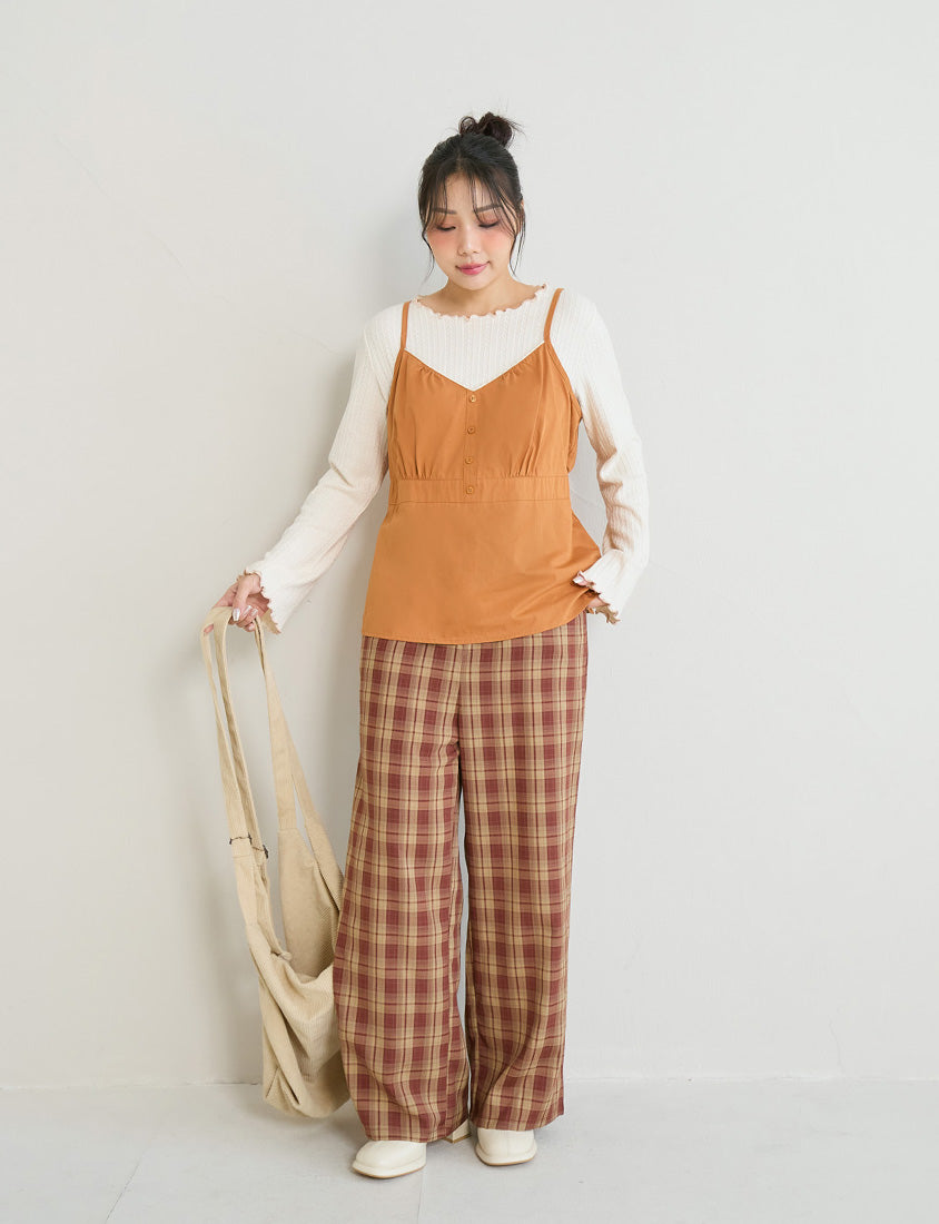 Contrast Lettuce-Edge Jacquard Plus Size Long Sleeve Top