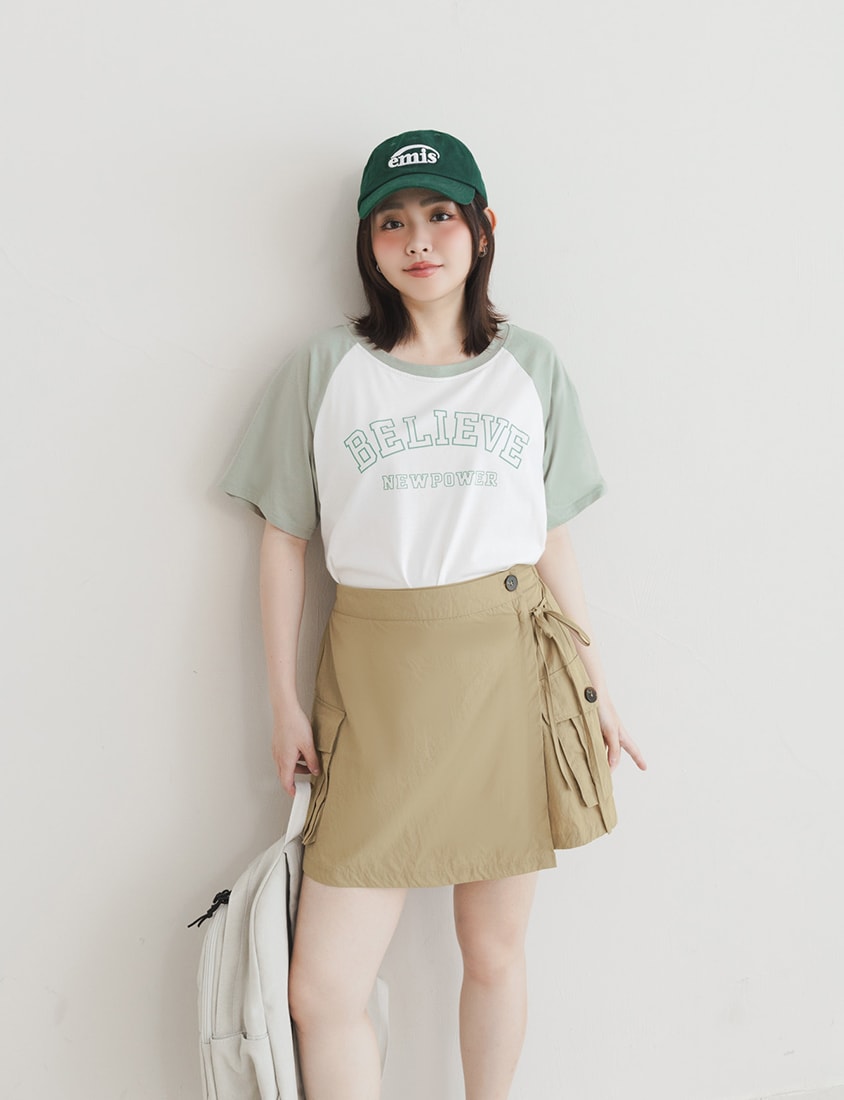 Sweet Crew Neck Colorblock Lettering Plus Size Tee