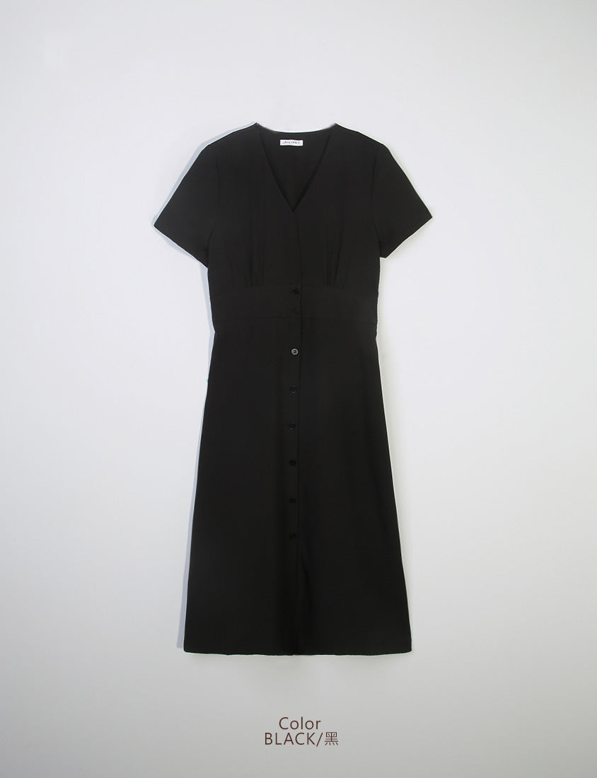 MISS. Slim Fit V-Neck Faux Button Plus Size Maxi Dress