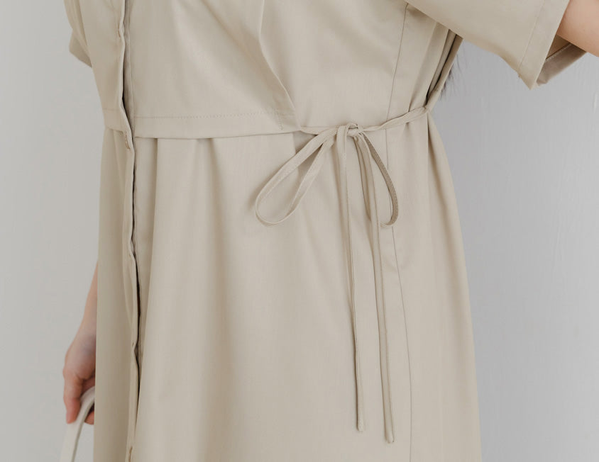 MISS. Japanese Style Layered Side Tie Shirt Dress