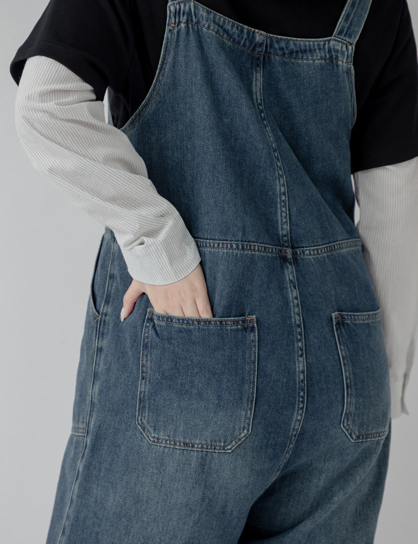 Distressed Button-Up Plus Size Denim Overalls