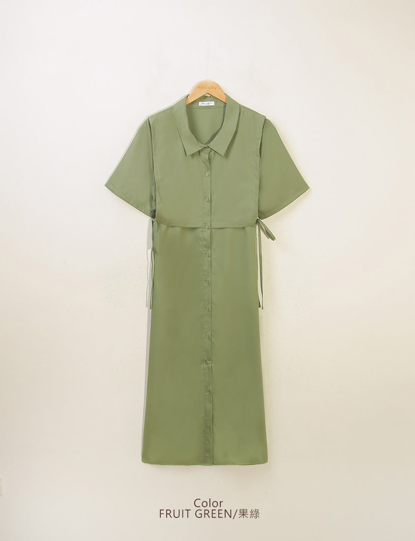 MISS. Japanese Style Layered Side Tie Shirt Dress