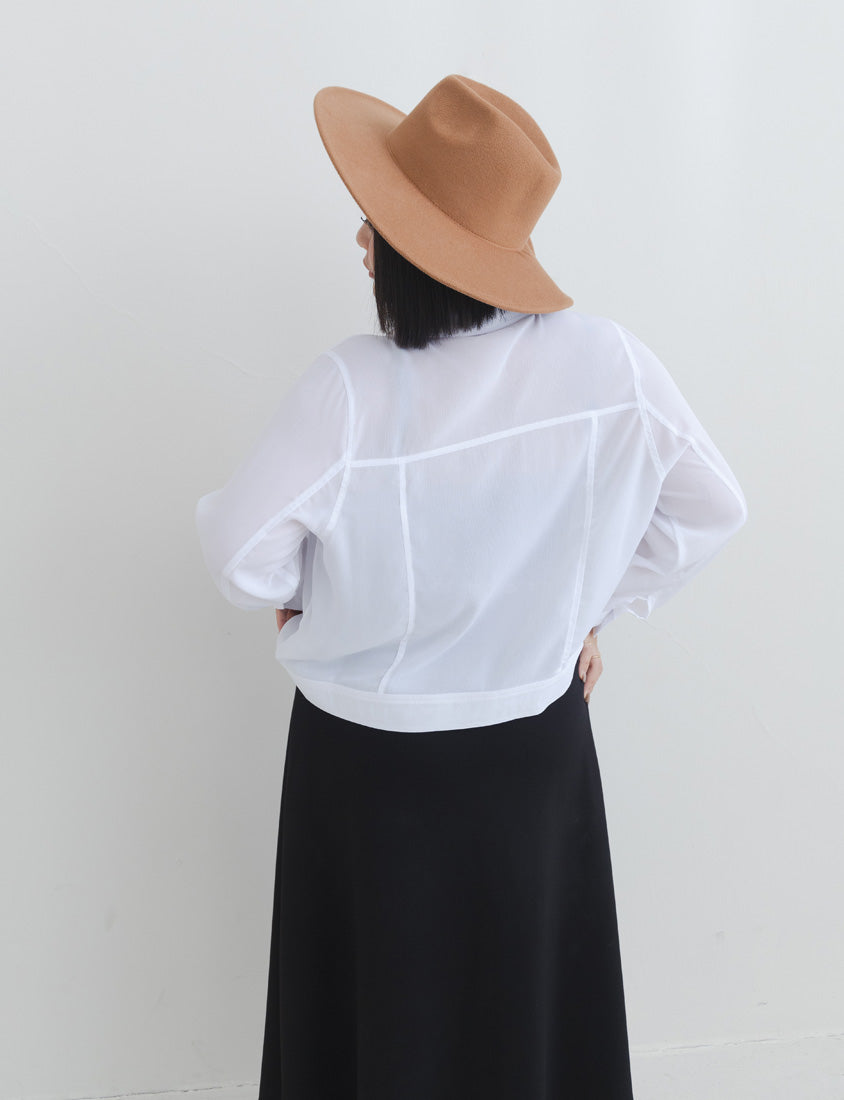 MUA! Sheer Textured Stitch Plus Size Cropped Jacket